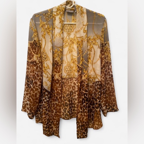 Chico's Sweaters - Chico’s Mixed Animal Print Sheer Cardigan